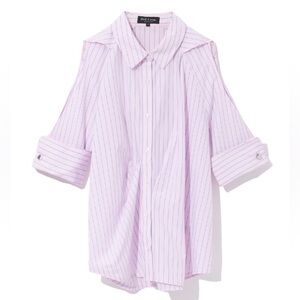 NWT Tox Tout A Coup Striped Cut Out Button Down Shirt size XS